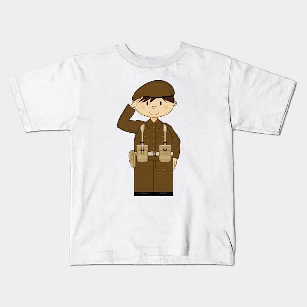 Cute Cartoon Army Soldier Kids T-Shirt by markmurphycreative